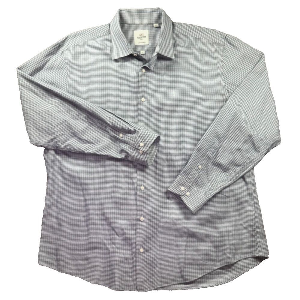 Ben Sherman Dress Shirt Mens 17.5‎ Houndstooth Geometric Slim Fit Casual Street